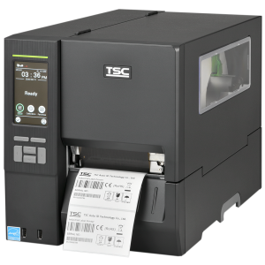 Stampante industriale TSC MB240: risoluzione 203 dpi, larghezza di stampa fino a 120 mm, velocità fino a 203 mm/s, connettività USB, RS232, Ethernet, display touchscreen da 3,5.