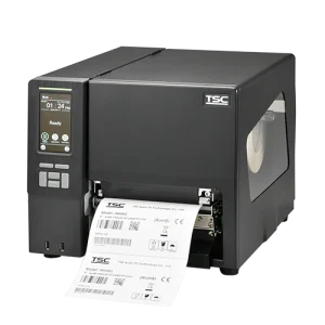 Stampante industriale TSC MH361T da 6", stampa termica diretta e a trasferimento, 300 dpi a 10 ips, display touch, connettività USB/Ethernet/RS-232/GPIO.