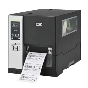 Stampante industriale TSC MH640T 600 dpi con touchscreen, velocità 152 mm/s, connettività USB, Ethernet e RS-232, ideale per etichette ad alta precisione.