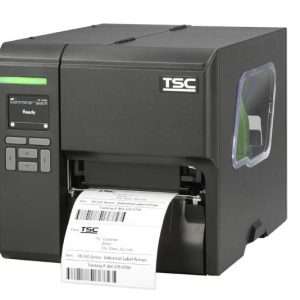 Stampante industriale TSC ML340P, 300 dpi, stampa termica diretta e a trasferimento, larghezza di stampa fino a 105,7 mm, velocità fino a 127 mm/s, display LCD da 2,3″, connettività USB, Ethernet, RS‑232, USB host, supporto per rotoli fino a 139,7 mm di diametro, memoria 64 MB DRAM / 128 MB Flash, housing Wi‑Fi opzionale.