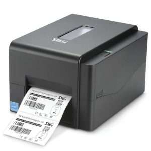 Stampante desktop per etichette TSC TE210 – stampa termica diretta e a trasferimento termico, risoluzione 203 dpi, struttura ABS resistente e caricamento facile dei materiali.