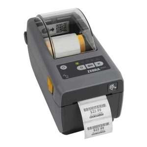 Stampante termica diretta Zebra ZD411 ultra compatta, risoluzione 203 dpi, larghezza di stampa fino a 56 mm, velocità fino a 152 mm/s, connettività USB 2.0, Bluetooth 4.1, Wi-Fi 802.11ac, supporta linguaggi ZPL II, EPL e XML, ideale per ambienti con spazi limitati.